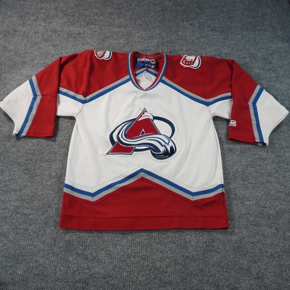 CCM Colorado Avalanche Jersey Mens Medium White Red NHL Hockey Mesh Vintage